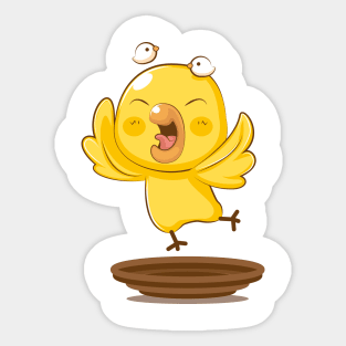 Cute Yellow Bird Cartoon Sticker